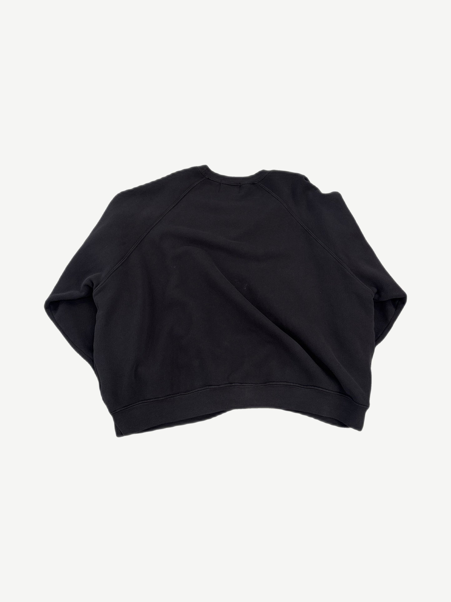 Enfants Riches Deprimes Le Rosey black raglan crewneck back view with plain black body and raglan sleeves.