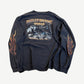 Vintage Harley Davidson skull flame long sleeve back view, large dealer graphic with Oklahoma City branding.