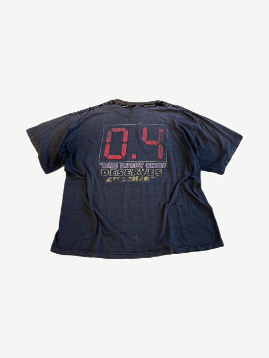 Vintage Lakers 2004 Playoffs tee back view in faded black with sun-bleached patina from natural wear