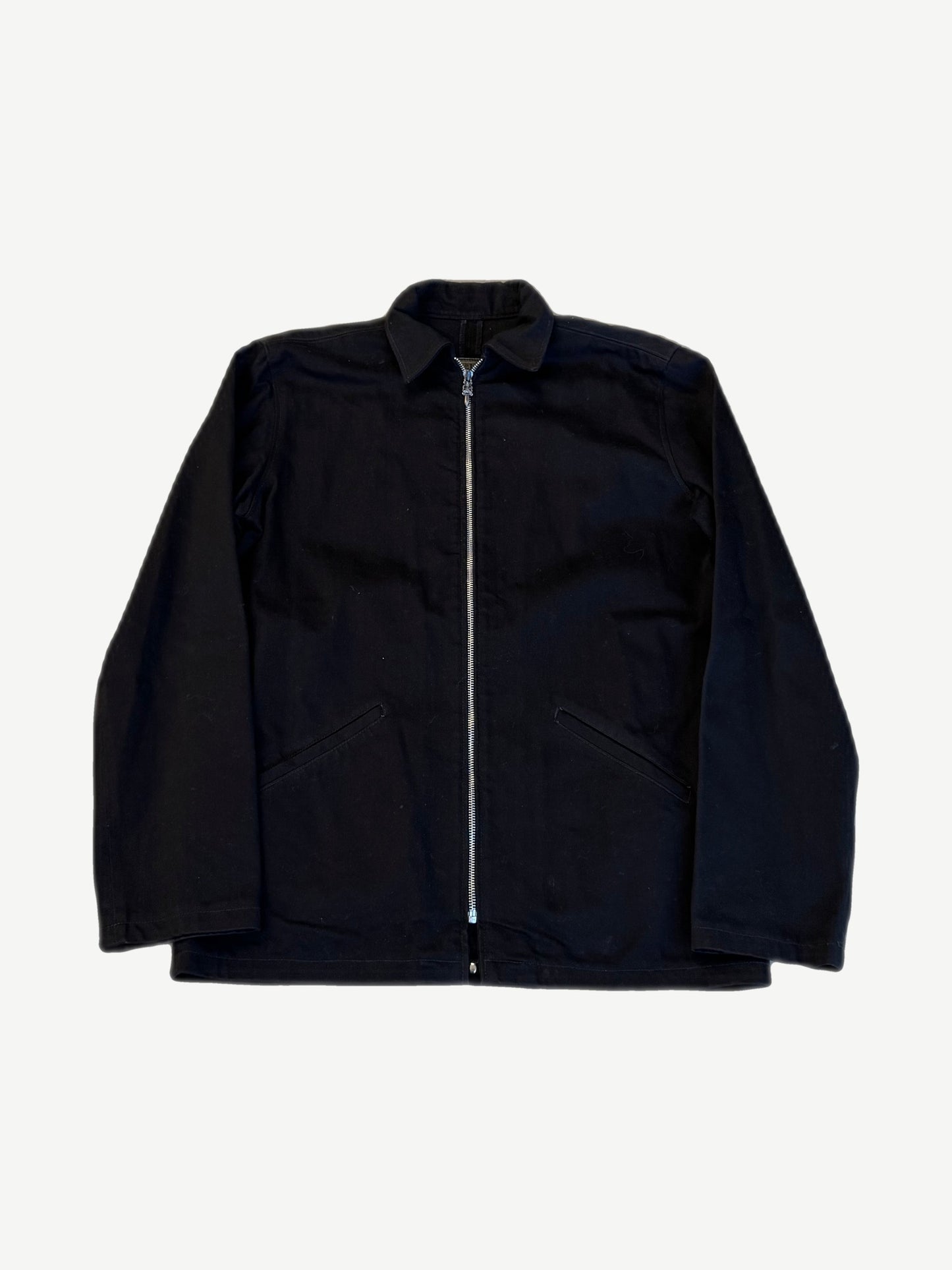 Chrome Hearts black western zip jacket with point collar, slash pockets and clean black cotton facade