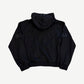 Back view of Bottega Desires black tech zip-up showing clean back panel and tonal sleeve logo patches