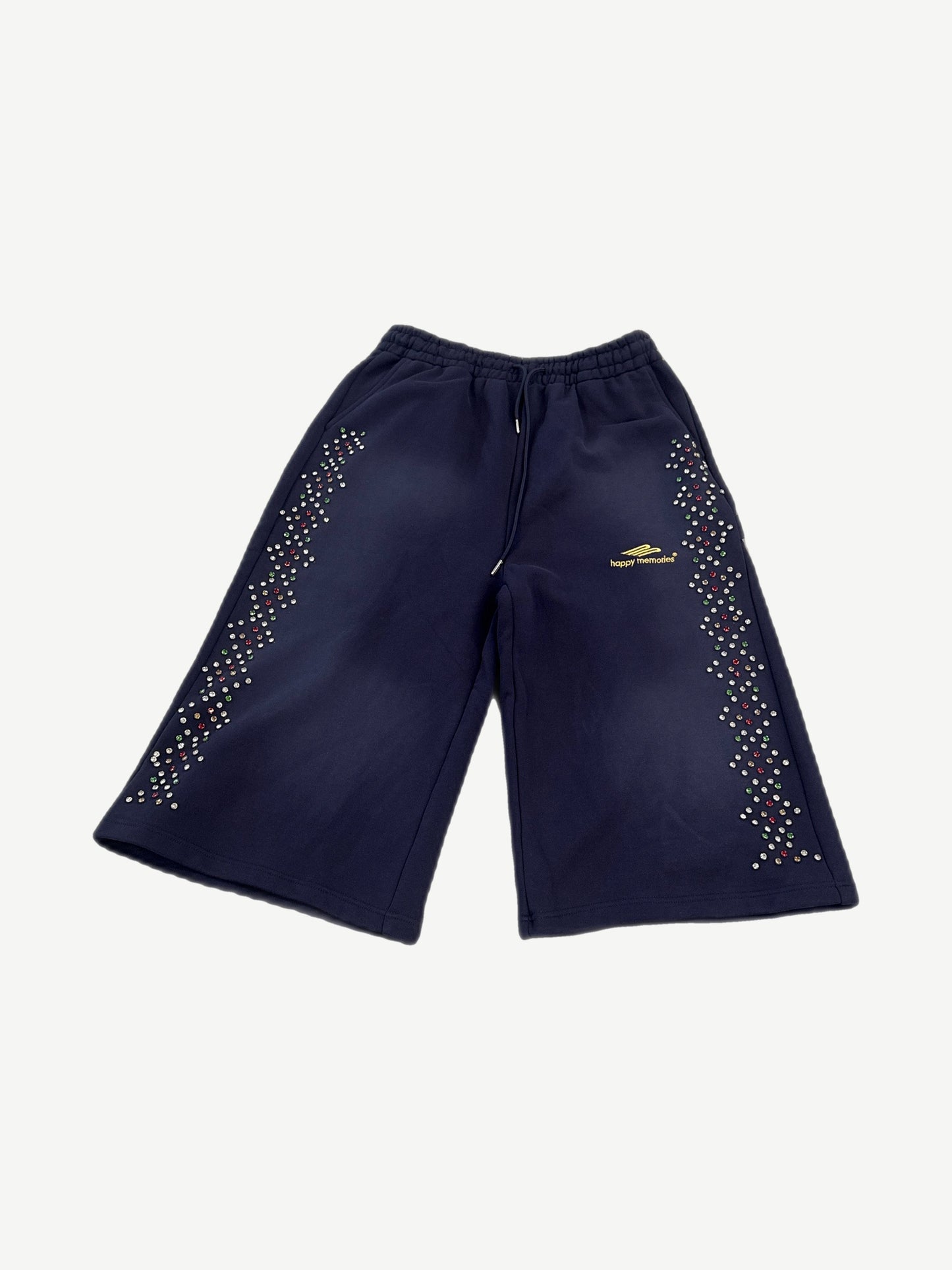 Happy Memories Don't Die HMDD Navy Crystals 3/4 Sweat Shorts
