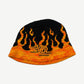 Vintage Harley Davidson knit beanie with orange flame jacquard pattern and HD logo across folded cuff