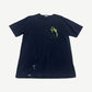 Dior x Cactus Jack navy oversized tee with neon yellow signature print and paint splatter finish