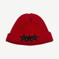 Chrome Hearts red cashmere knit beanie with black leather triple star patch detail