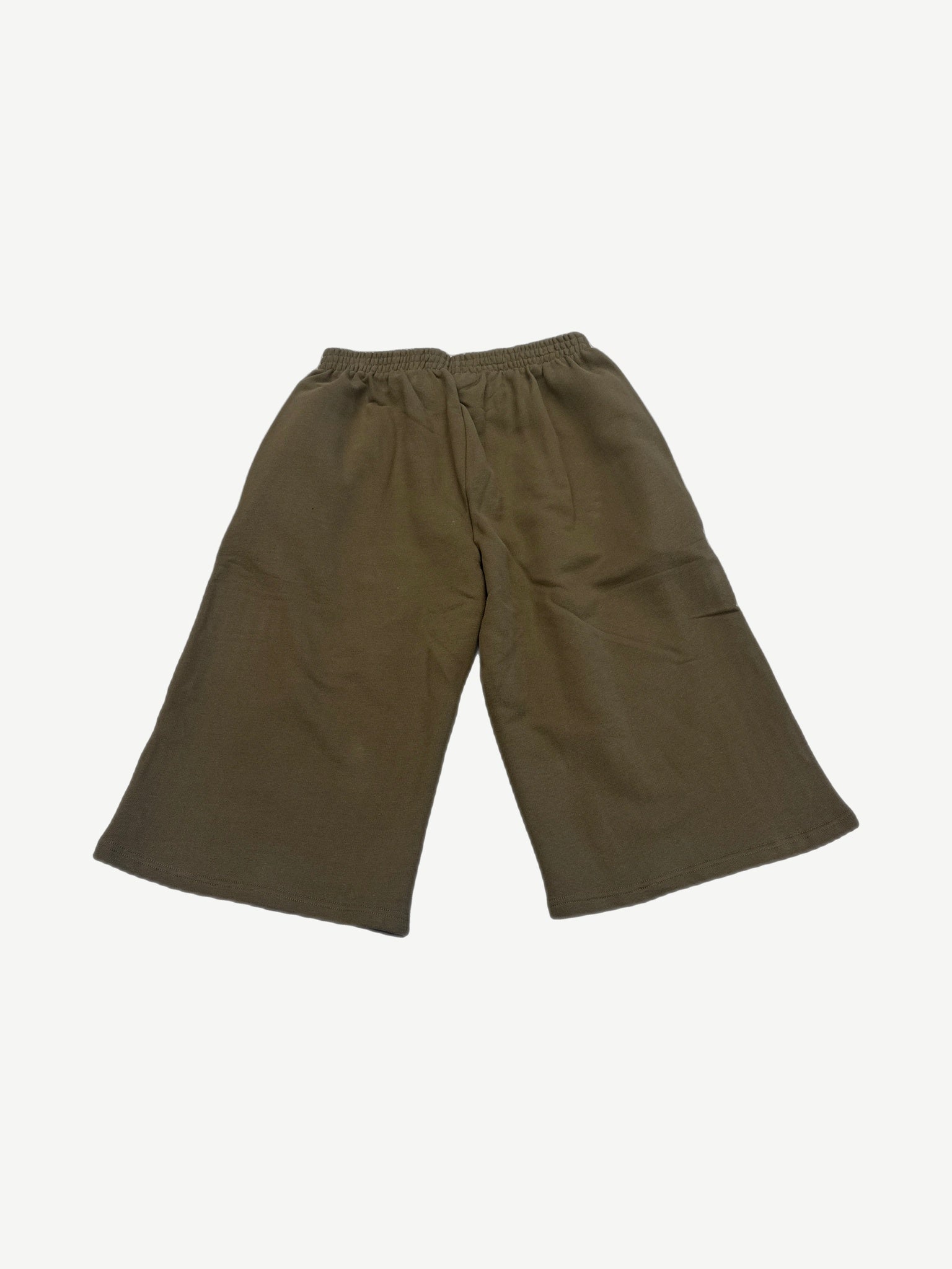 GV Gallery Raspberry Hills olive sweat shorts back view, blank fleece panel with elastic waist and hem