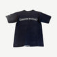 Chrome Hearts vintage navy pocket tee back view with white scroll banner gothic Chrome Hearts logo.
