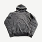Satoshi Nakamoto Moto hoodie in washed black with moto-inspired paneling and zip detailing at front.