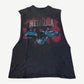 Vintage Metallica sleeveless cutoff tee with cracked METALLICA logo and blue red devil album graphic.