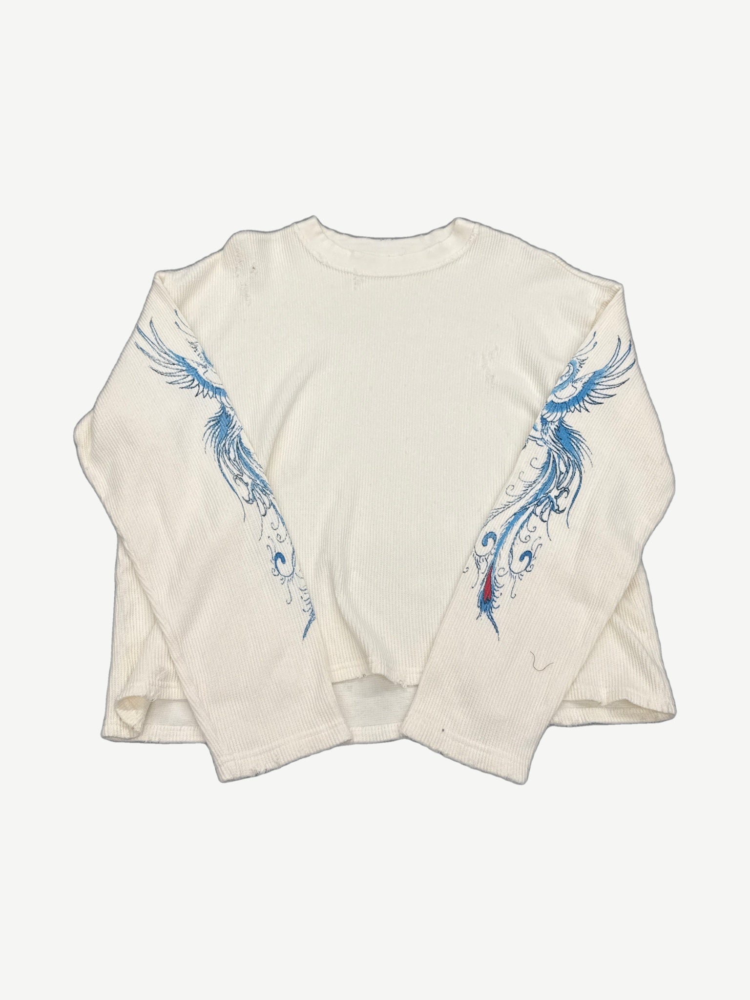 GV Gallery Raspberry Hills cream pelican thermal longsleeve with blue phoenix sleeve prints