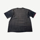 Back of vintage faded Harley Davidson Rose and Feathers tee showing sun-bleached black cotton blank.