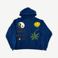 Cactus Plant Flea Market CPFM blue Earth First zip up hoodie front with green planet graphic print.