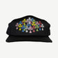 Chrome Hearts black trucker hat front view with mesh back panel and embroidered CH cross logo.