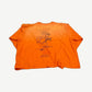 Back of HMDD Gratuity Included orange longsleeve with printed Las Vegas receipt and parrot graphic