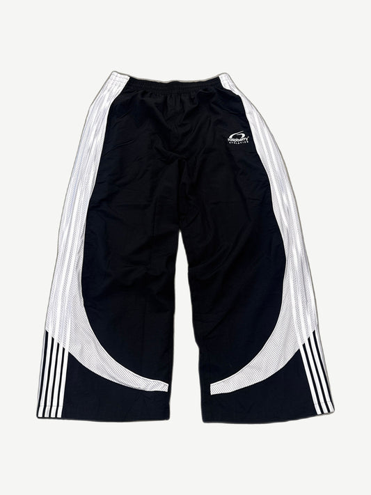 GV Gallery Raspberry Hills black tuxedo sweatpants with side stripe, drawstring waist and tapered fit.