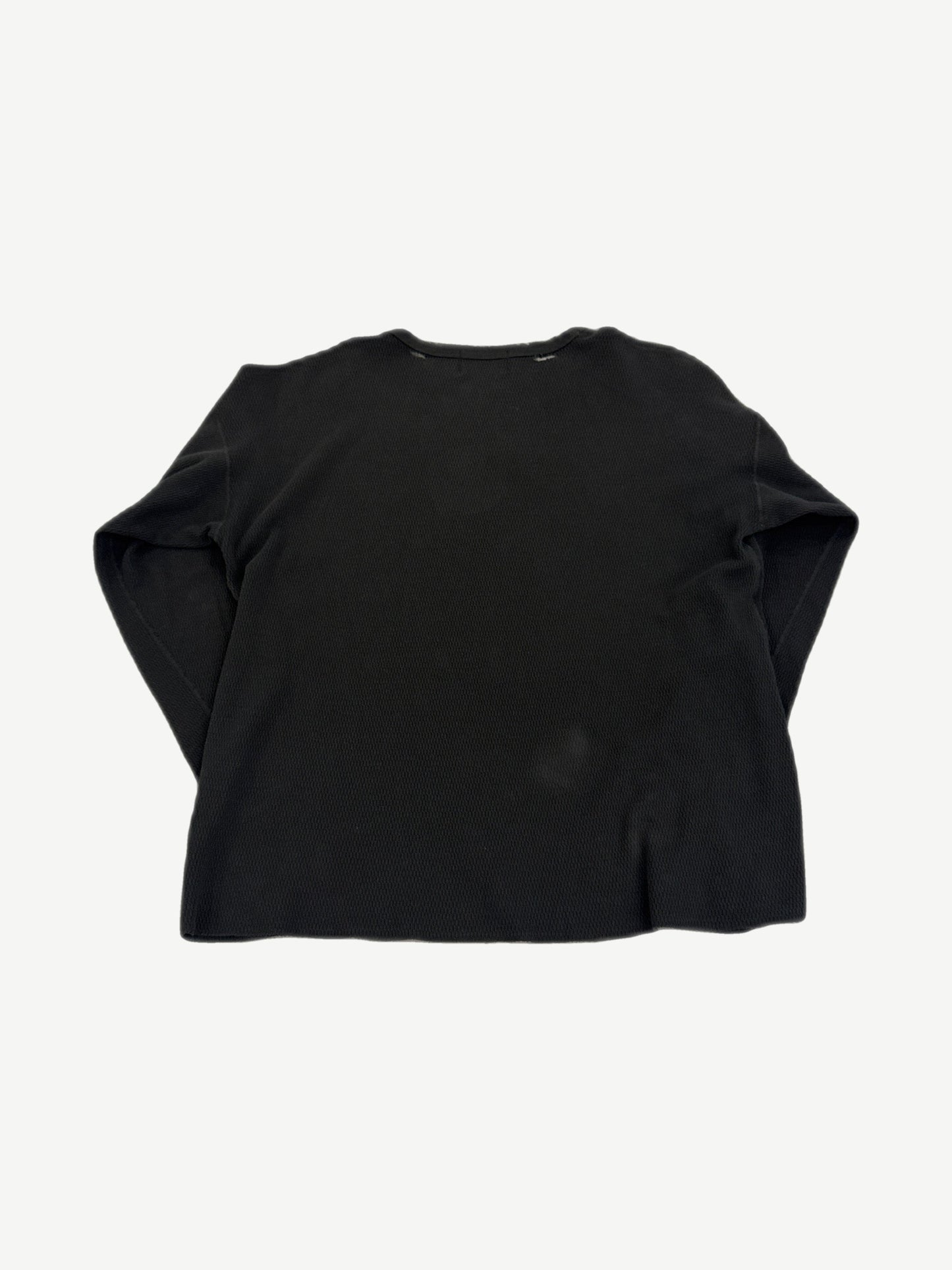 Enfants Riches Deprimes distressed black thermal longsleeve back view with painted rats and torn cuffs.