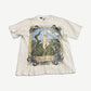 Vintage Aerosmith Nine Lives tour tee in black with cat graphic and tour artwork printed on front.