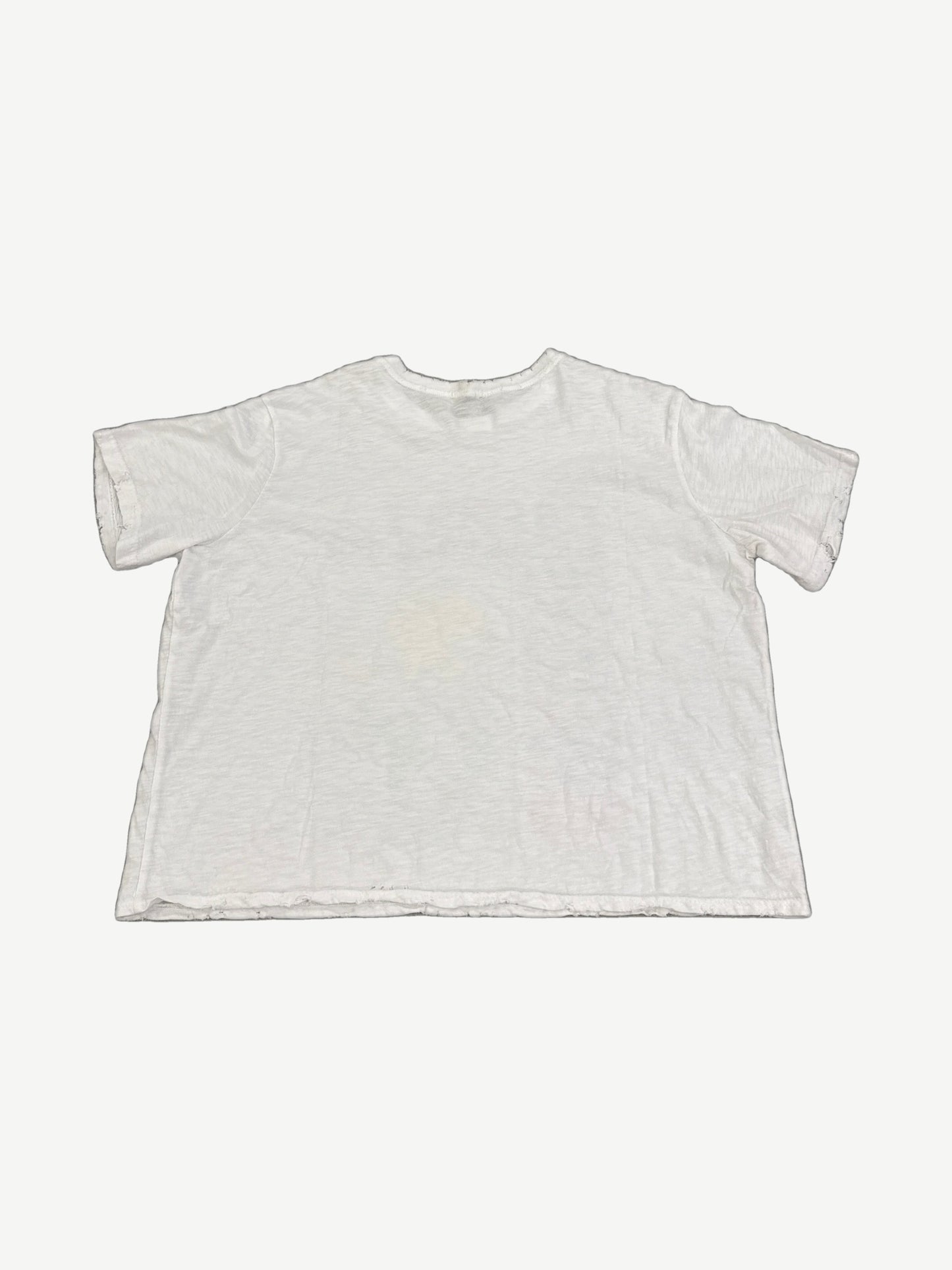 GV Gallery Raspberry Hills white Gravity tee back view in distressed slub cotton