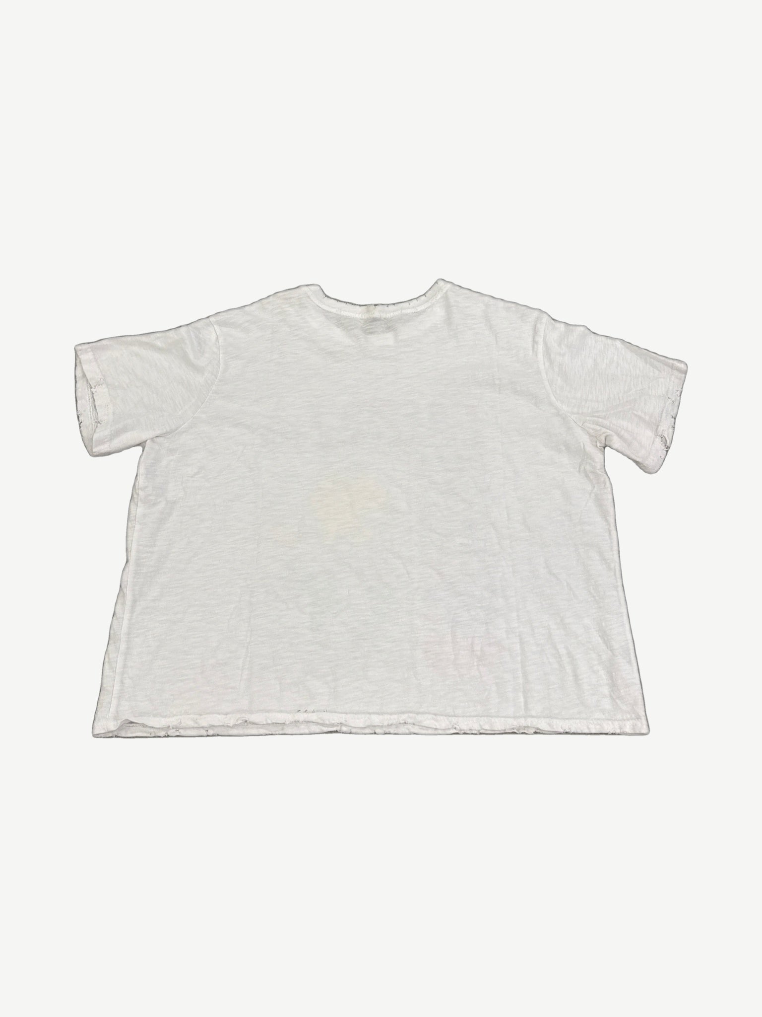 GV Gallery Raspberry Hills white Gravity tee back view in distressed slub cotton