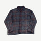 Happy Memories Dont Die navy and red plaid flannel shirt with allover white sequin disco dot embellishment