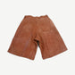 GV Gallery Raspberry Hills Mojave leather shorts back, paneled tan brown leather construction