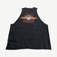 Vintage Harley Davidson cutoff tee back with Hacienda Scottsdale Arizona flame graphic on black cotton