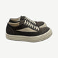 Rick Owens DRKSHDW Dark Dust vintage low-top sneakers side view with distressed canvas upper and rubber sole