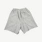 HMDD gray Chimstone sweat shorts back view with plain knit and single rear patch pocket