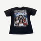Bossi vintage Whitney Houston memorial black tee front with studded portrait collage and In Loving Memory text