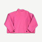 Acne Studios Doverio pink wool jacket back view with center pleat, side adjuster tabs and black snap buttons