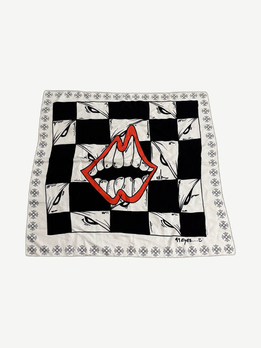Chrome Hearts Matty Boy Chomper Silk Scarf White/Black