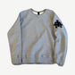 Chrome Hearts gray Paper Jam crewneck sweatshirt with triple cross graphic across front chest