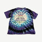 Grateful Dead Fall Tour tiedye tee, back view with tour dates list on rainbow spiral dyed cotton