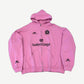 Balenciaga pink Shanghai soccer zip-up hoodie with chest logo, embroidered crest and sleeve branding