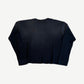 Satoshi Nakamoto black thermal waffle longsleeve back, boxy cropped silhouette with ribbed cuffs.