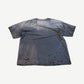 Back of vintage Die Hard tee in faded blue gray with sun fading, paint splatter and distressed hem holes