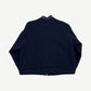 Miu Miu navy piquet blouson jacket back view with ribbed hem cuffs and clean unprinted back panel.