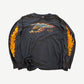 Vintage Harley Davidson black longsleeve with flying eagle chest print and orange flame graphics down both sleeves