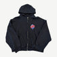 Balenciaga distressed black Planet Earth zip-up hoodie front with worn cotton finish