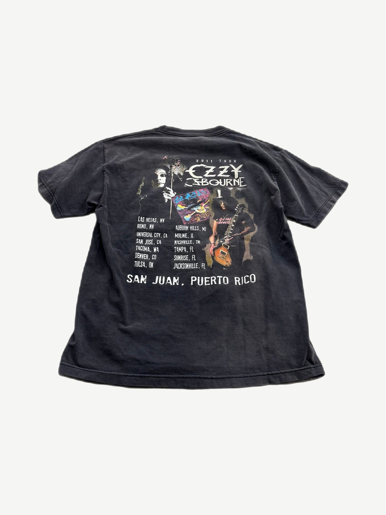 Ozzy Osbourne Scream Tour tee back view listing 2011 tour dates including San Juan Puerto Rico.
