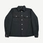 Chrome Hearts black Work Dog jacket front view with silver cross button placket and chest pockets.