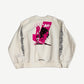 Chrome Hearts Deadly Doll crewneck back view with pink Cry On Me graphic and box logo at hem
