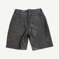 Bottega Desires black leather shorts back with embroidered B and D script monograms on rear pockets