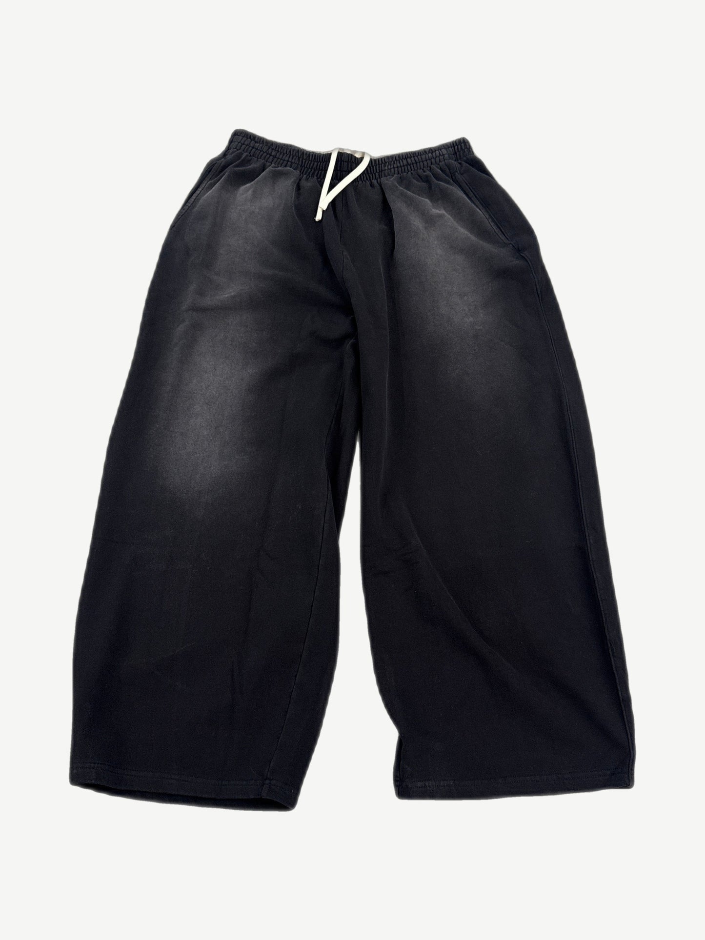 GV Gallery Raspberry Hills Tundra sweatpants front view in washed black with sun fade and white drawstring