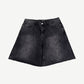 Happy Memories Don't Die HMDD black denim shorts with multicolor crystal-embellished side patches, front view