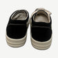 Rick Owens DRKSHDW Vintage sneakers heel view showing black canvas counter, cream contrast stitching and bumper sole.