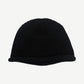 Chrome Hearts black cashmere cable-knit beanie back view with rolled hem and plain knit