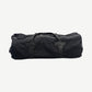 Chrome Hearts black nylon XL barrel duffle bag with dagger leather trim, silver zippers and rolled leather handles