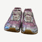 Bottega Veneta Orbit pink sneakers front pair with chrome toe caps and Bottega Veneta side branding