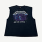 Vintage Metallica Ride the Lightning cutoff tee, faded black with classic electric chair lightning album art.